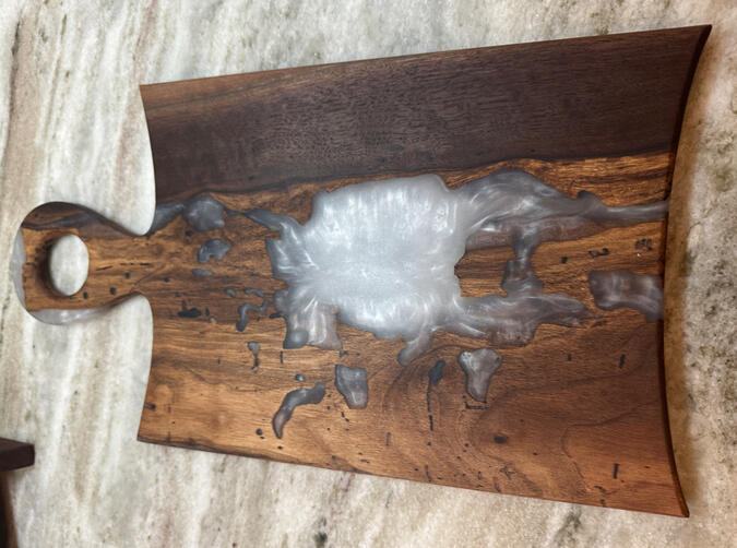 Walnut Charcuterie Board with White Epoxy